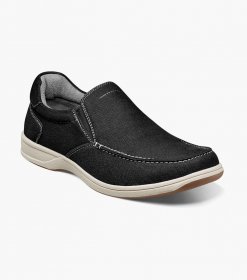 Florsheim Men's Lakeside Canvas Moc Toe Slip On - Black Florsheim Men's Lakeside Canvas Moc Toe Slip On - Black