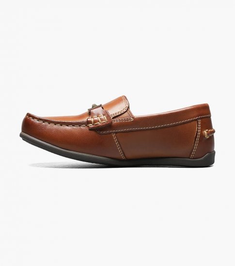 Florsheim Jasper Jr. Boys Moc Toe Bit Loafer - Saddle Tan - Click Image to Close