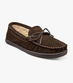 Florsheim Men's Cozzy Moc Toe Tie Slipper - Chocolate Florsheim Men's Cozzy Moc Toe Tie Slipper - Chocolate