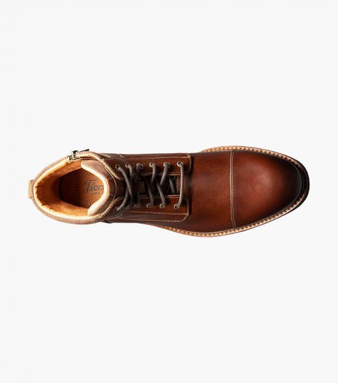 Florsheim Men's Lodge Cap Toe Lace Boot - Chestnut - Click Image to Close