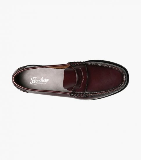 Florsheim Men's Berkley Moc Toe Penny Loafer - Burgundy - Click Image to Close