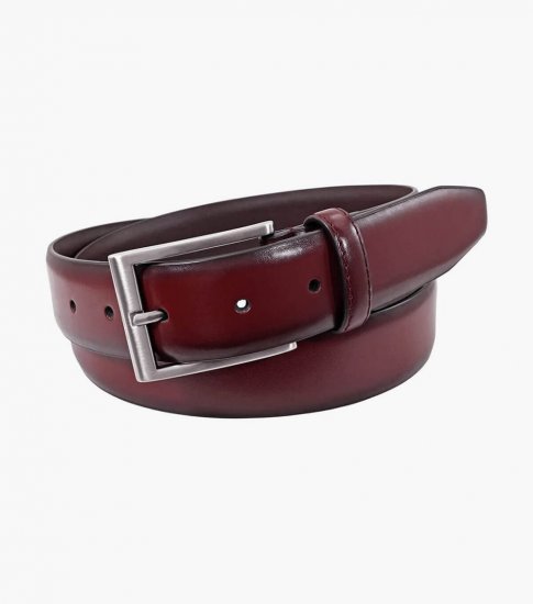 Florsheim Carmine Genuine Leather Belt - Burgundy - Click Image to Close