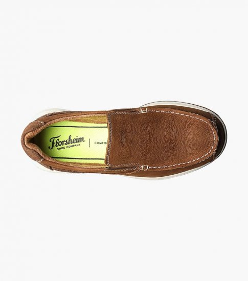 Florsheim Great Lakes Jr. Boys Moc Toe Slip On - Stone - Click Image to Close