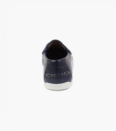 Florsheim Jasper Perf Jr. Boys Moc Toe Venetian Loafer - Navy - Click Image to Close