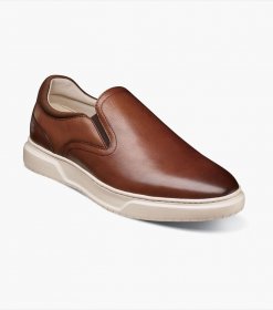 Florsheim Men's Premier Plain Toe Slip On Sneaker - Cognac Florsheim Men's Premier Plain Toe Slip On Sneaker - Cognac