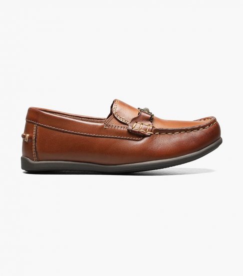 Florsheim Jasper Jr. Boys Moc Toe Bit Loafer - Saddle Tan - Click Image to Close