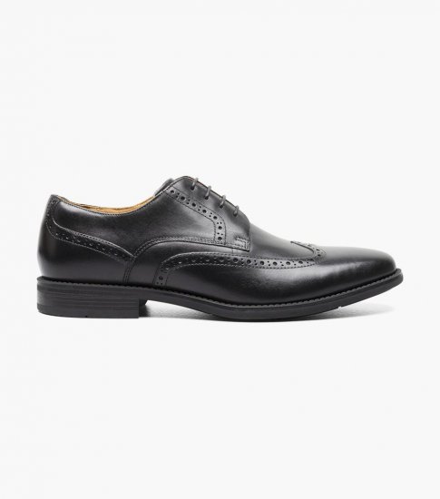 Florsheim Men's Santucci Wingtip Oxford - Black - Click Image to Close