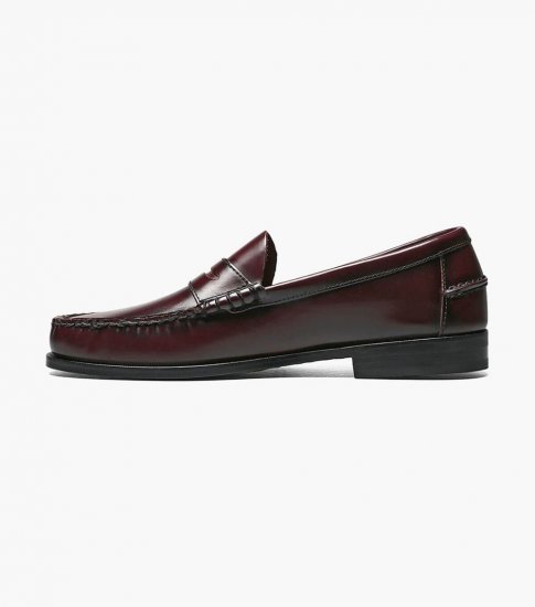 Florsheim Men's Berkley Moc Toe Penny Loafer - Burgundy - Click Image to Close