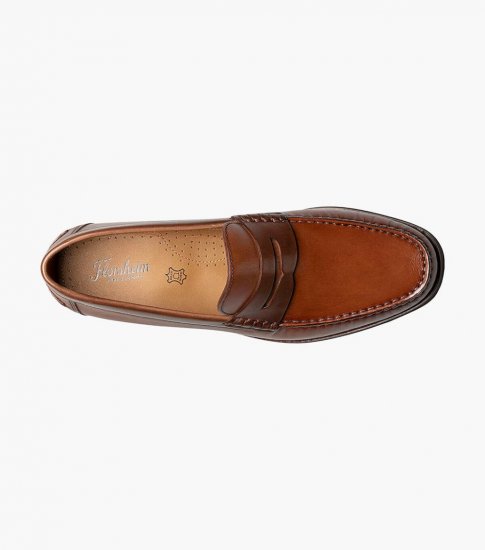Florsheim Men's Berkley Flex Moc Toe Penny Loafer - Cognac Multi - Click Image to Close