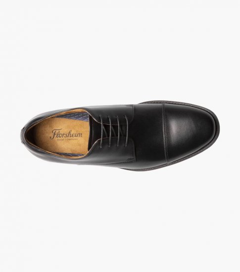 Florsheim Men's Santucci Cap Toe Oxford - Black - Click Image to Close