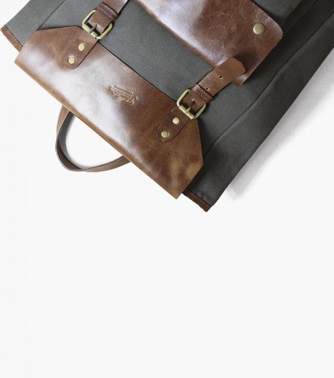 Florsheim Orazio Canvas/Leather Backpack - Gray - Click Image to Close