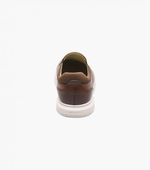 Florsheim Men's Premier Plain Toe Slip On Sneaker - Cognac - Click Image to Close