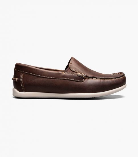 Florsheim Jasper Jr. Boys Moc Toe Venetian Loafer - Brown CH - Click Image to Close