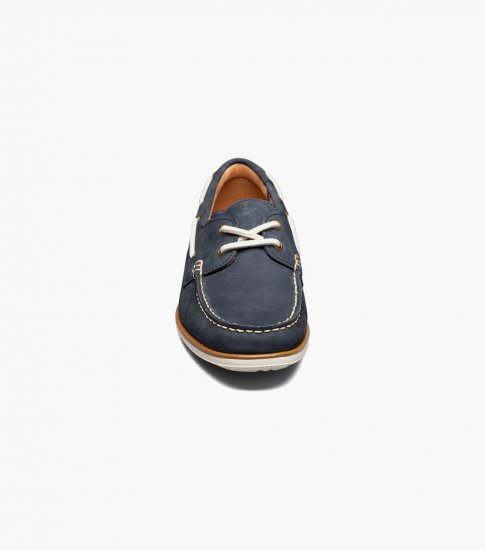 Florsheim Men's Atlantic Moc Toe Boat Shoe - Navy - Click Image to Close