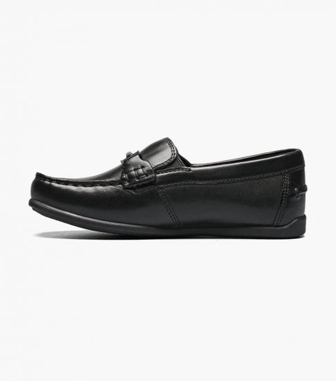 Florsheim Jasper Jr. Boys Moc Toe Bit Loafer - Black - Click Image to Close