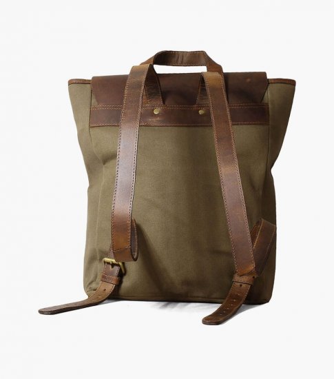 Florsheim Orazio Canvas/Leather Backpack - Green - Click Image to Close