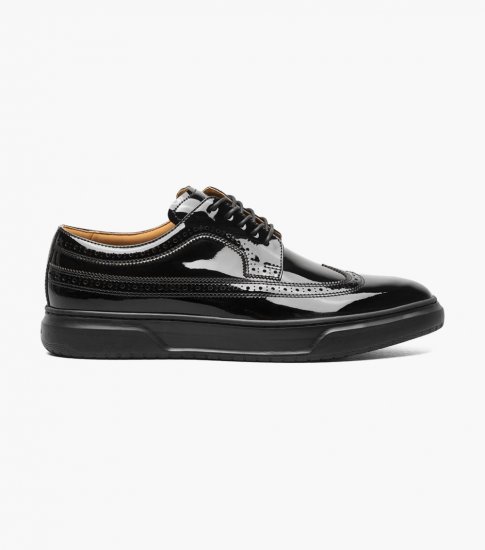 Florsheim Men's Premier Wingtip Lace Up Sneaker - Black Patent - Click Image to Close