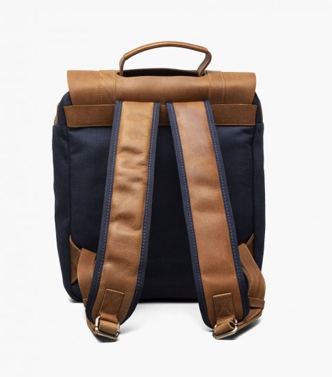 Florsheim Deigo Canvas/Leather Backpack - Blue - Click Image to Close