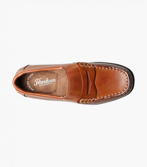 Florsheim Jasper Jr. Boys Moc Toe Penny Driver - Saddle Tan - Click Image to Close